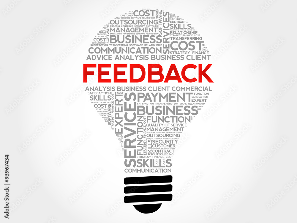 Feedback bulb word cloud, business concept Feedback bulb word cloud, business concept