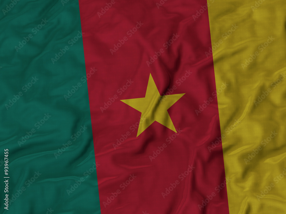 Closeup of ruffled Cameroon flag Closeup of ruffled Cameroon flag
