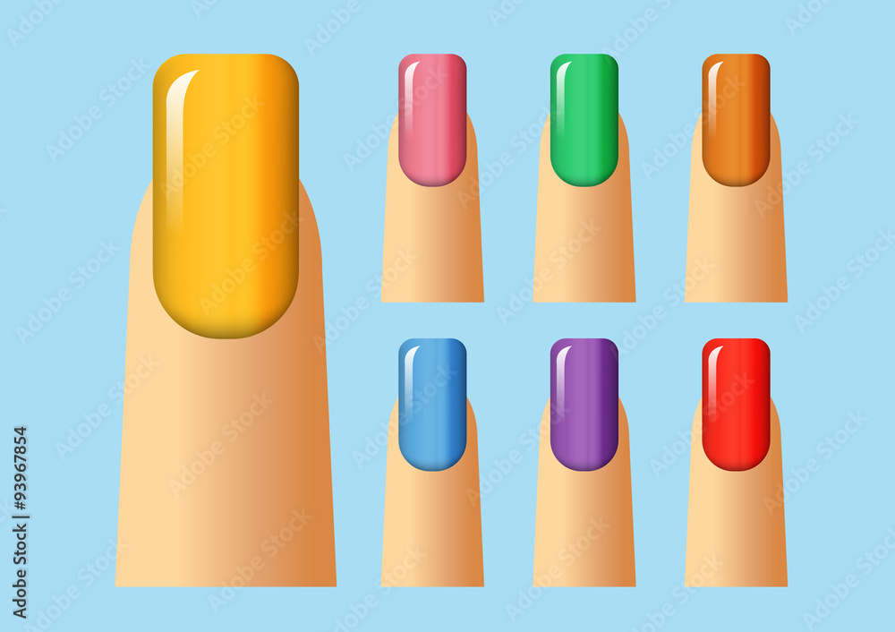 Different colors of nail.