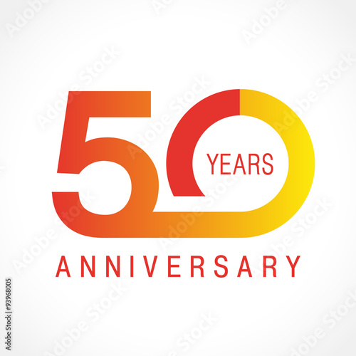 50 anniversary classic logo. The plain ordinary logotype of 50th birthday.