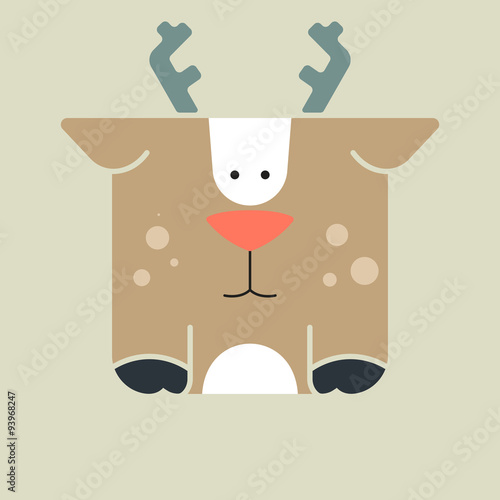 Flat square icon of a cute deer
