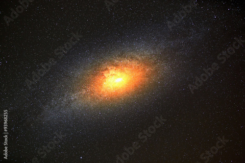 Brightest galaxy in the background of dark sky with stars