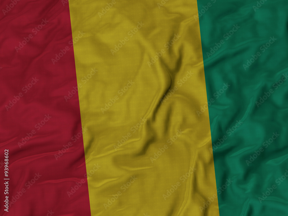 Closeup of ruffled Guinea flag