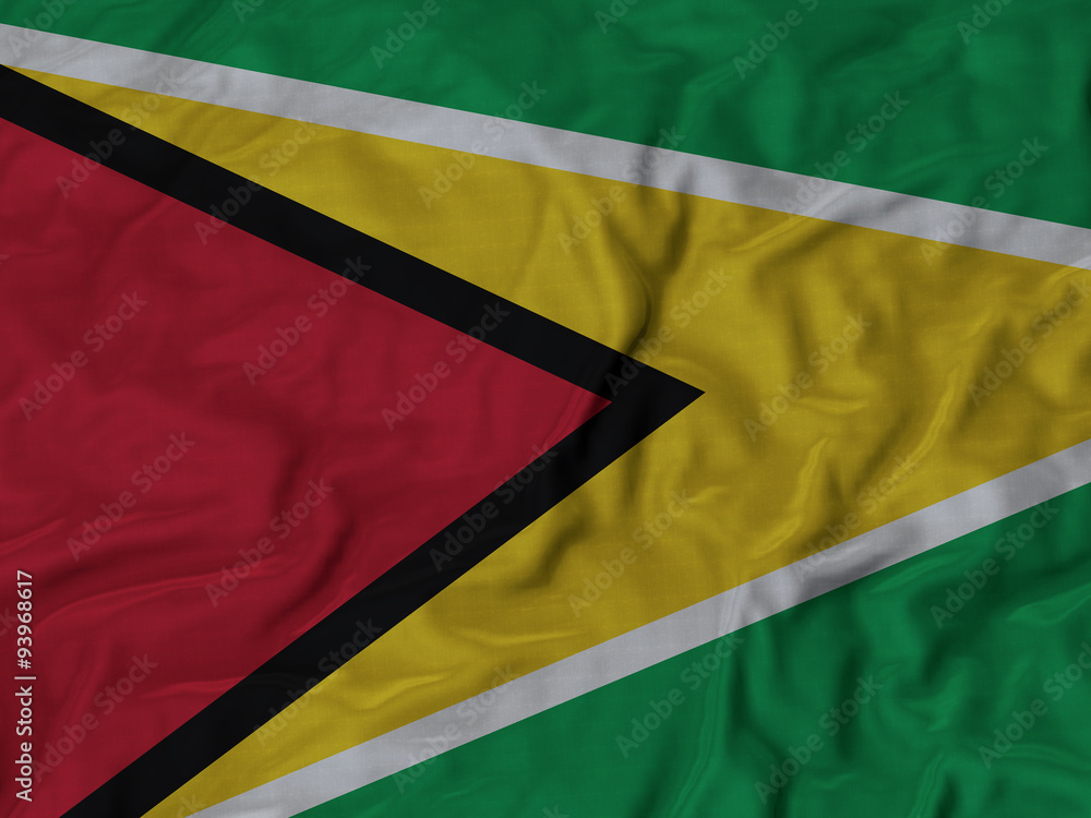Obraz premium Closeup of ruffled Guyana flag