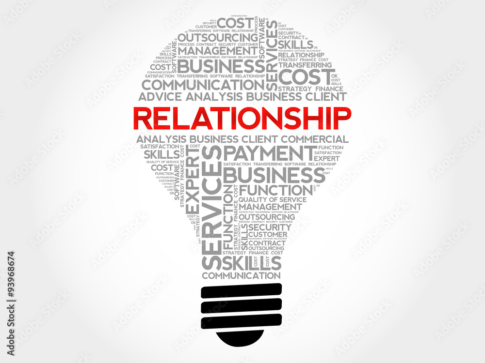 Relationship bulb word cloud, business concept Relationship bulb word cloud, business concept