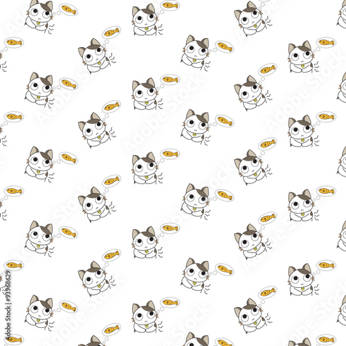 Fototapeta Naklejka Na Ścianę i Meble -  Cute Cartoon Cats Pattern.