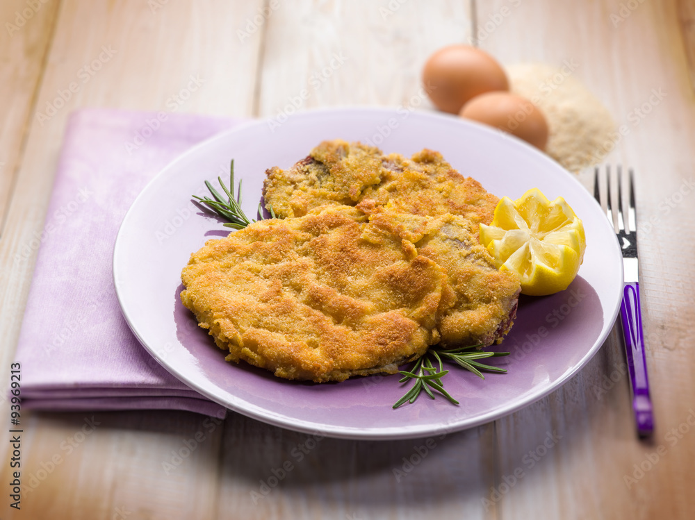 milanese cutlet traditional italian recipe, selective focus milanese cutlet traditional italian recipe, selective focus
