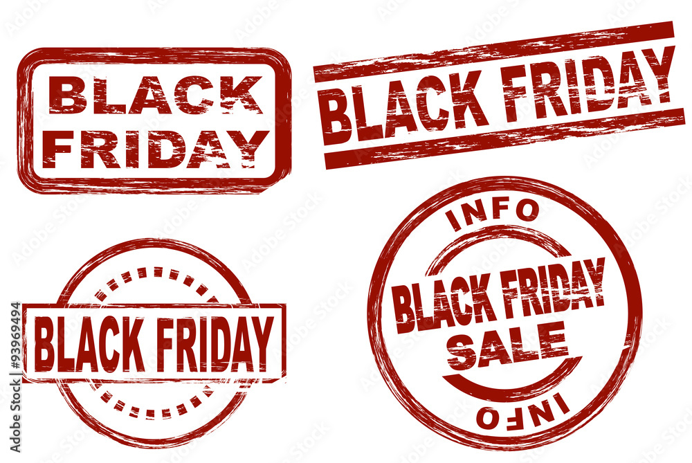Set of stylized red stamps showing the term black friday Set of stylized red stamps showing the term black friday