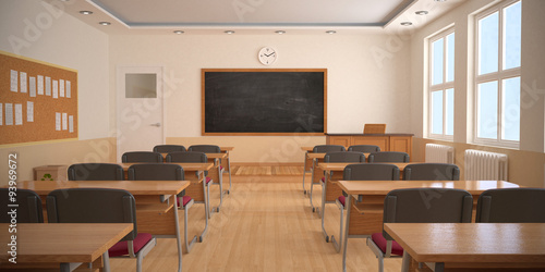 The interior of classroom (3D rendering)