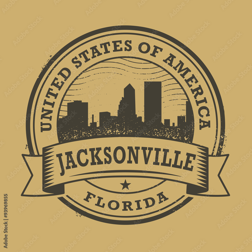 Grunge rubber stamp with name of Florida, Jacksonville Stock Vector
