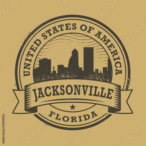 Grunge rubber stamp with name of Florida, Jacksonville