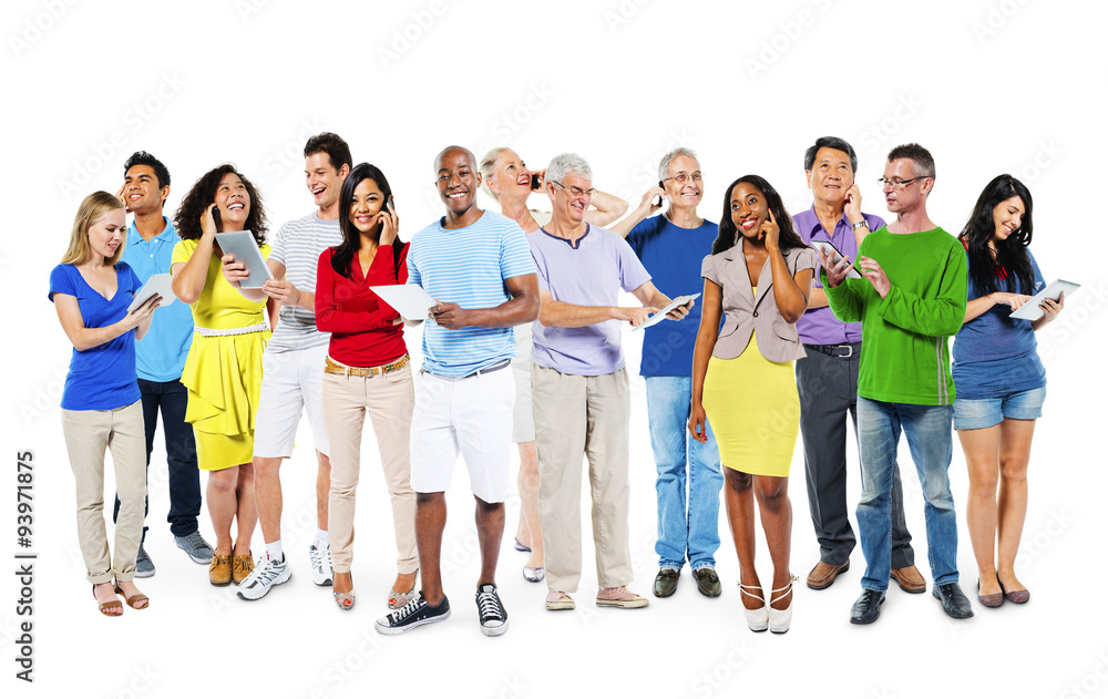 Obraz premium Multiethnic Diverse People Digital Devices Concept