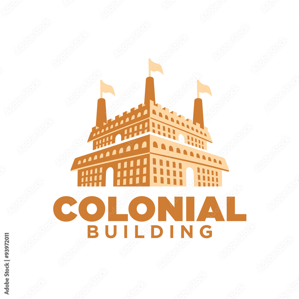 Naklejka premium Castle Fabric Factory Building Logo Icon