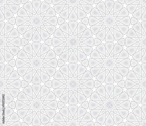 Arabesque Star Pattern, Light Grey Background, Vector Illustration