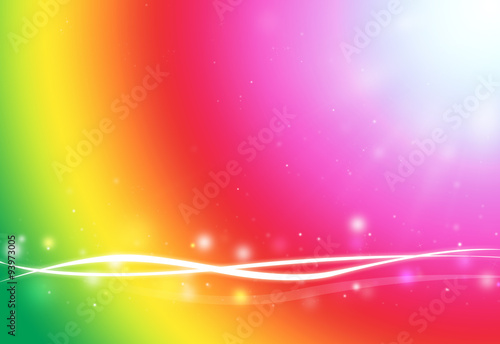 Colorful wave and glitter sparkle defocused rays lights bokeh abstract background.
