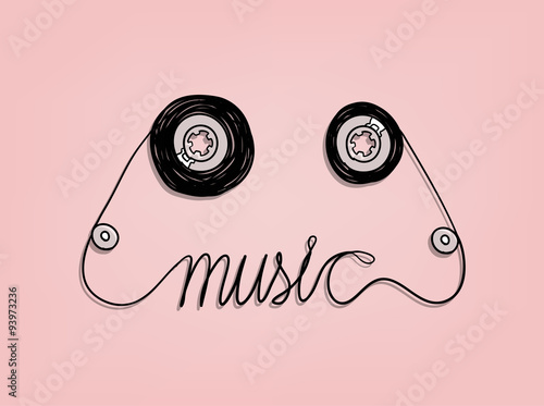 cassette tape music graphic design,music background design concept