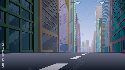 City Street / City street background illustration. Basic (linear) gradients used. No transparency. 