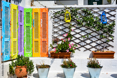 Obraz na plátně Rainbow nook in Glossa, Tęczowy zakątek w Glossie, Skopelos island, Greece