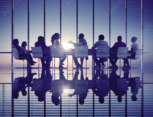 Business People Meeting Discussion Back Lit Concept photo
