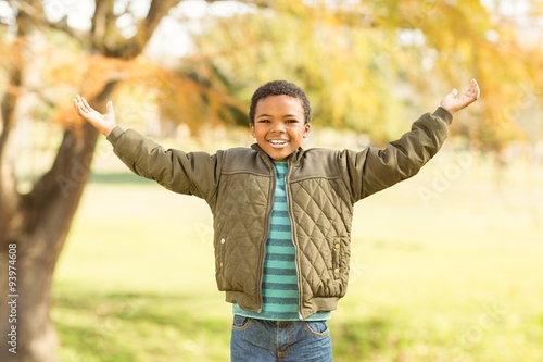 Photos Portrait of a little boy with outstretched arms