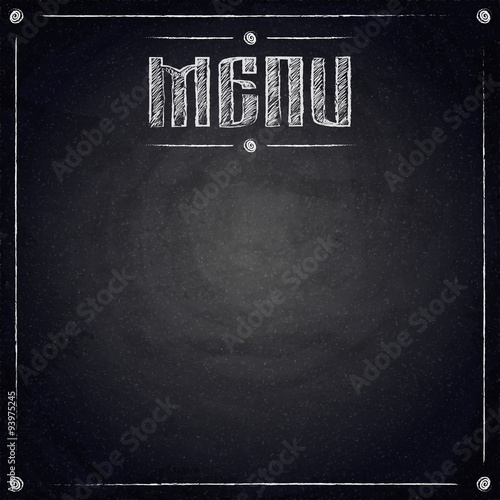 Menu of restaurant on black chalkboard background