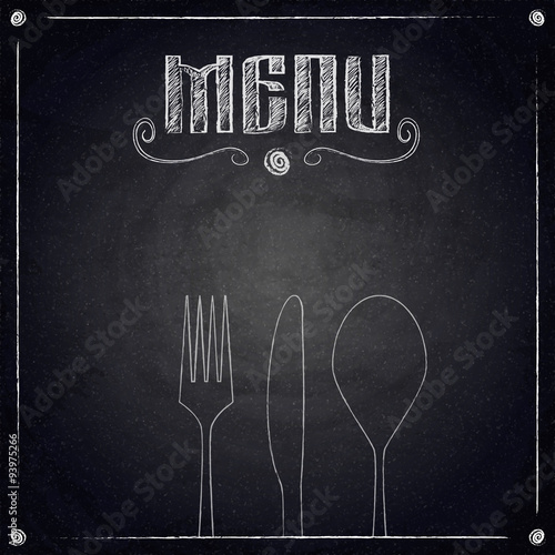 Menu of restaurant on black chalkboard background