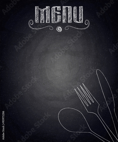 Menu of restaurant on black chalkboard background