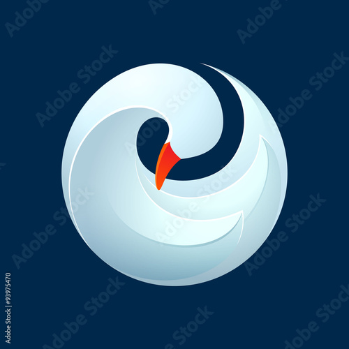 Twist volume goose, swan, bird in vector