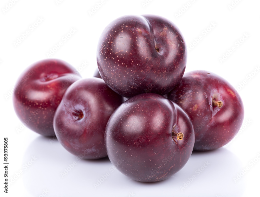 Ripe purple cherry plums