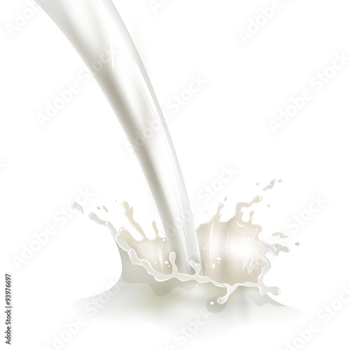 Pouring milk with splash illustration poster
