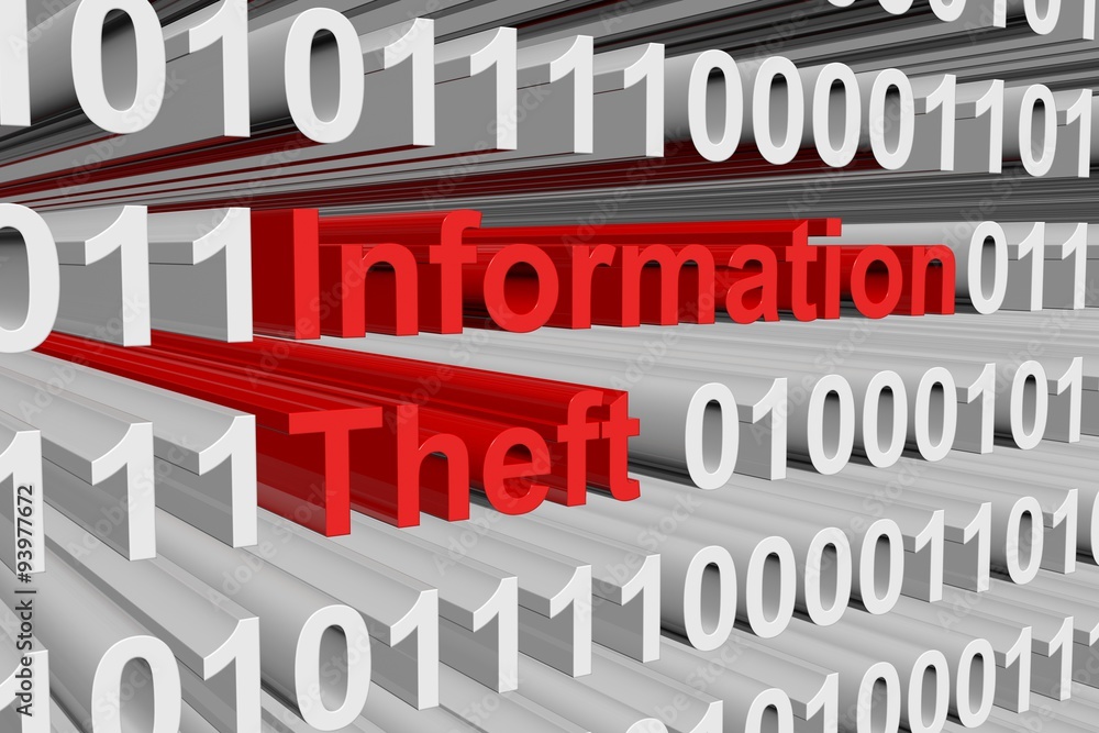 Information Theft is presented in the form of binary code