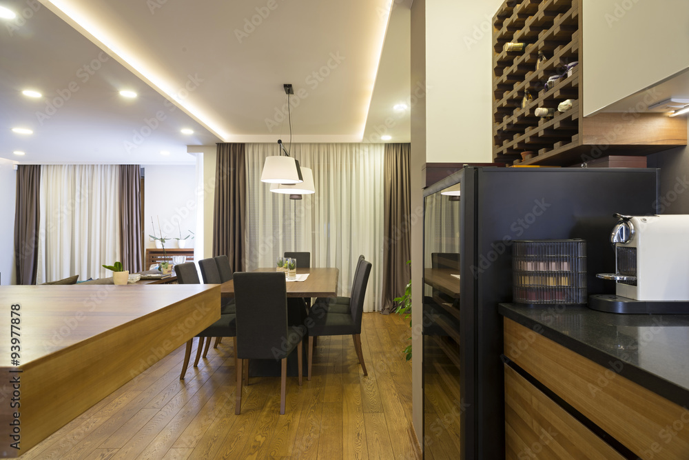 Fototapeta premium Apartment interior - view to a dining space