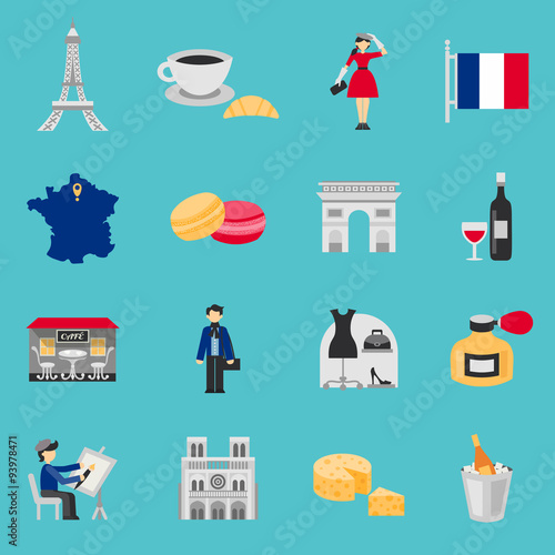 France Icons Flat Set