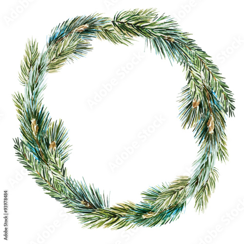 Vector watercolor christmas wreath