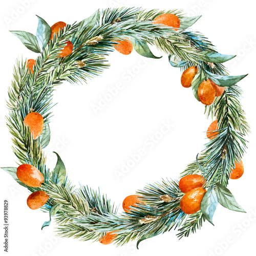 Vector watercolor christmas wreath