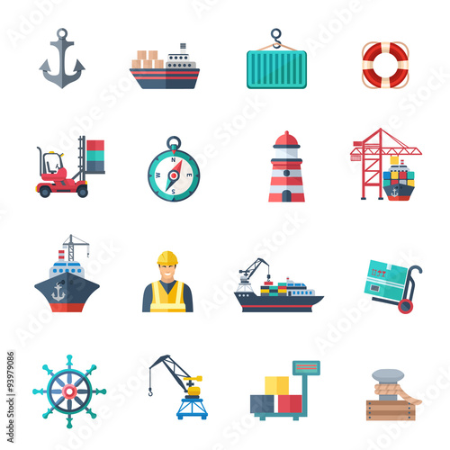 Sea Port Icons Set