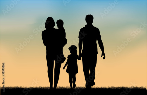 Family silhouettes in nature.