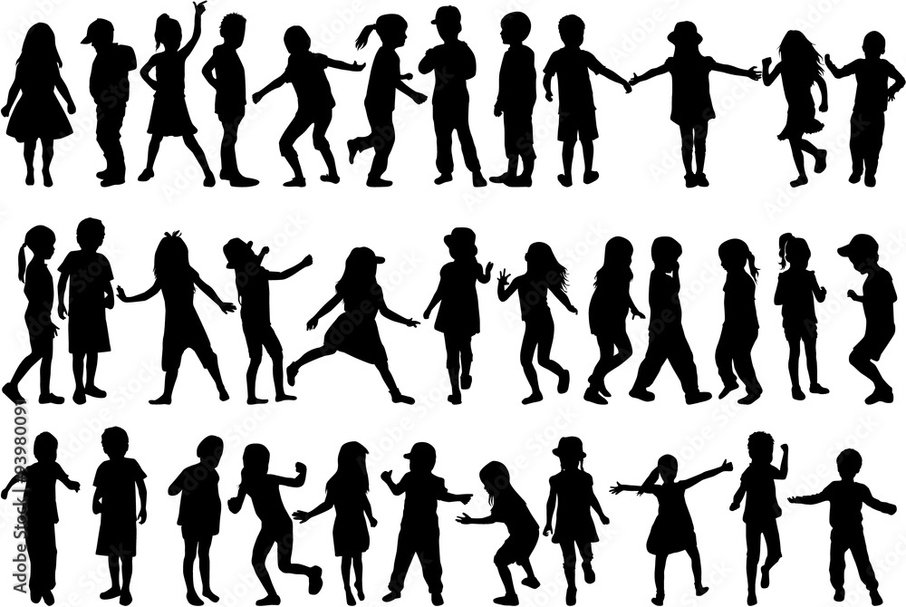 Children silhouettes. Children silhouettes.