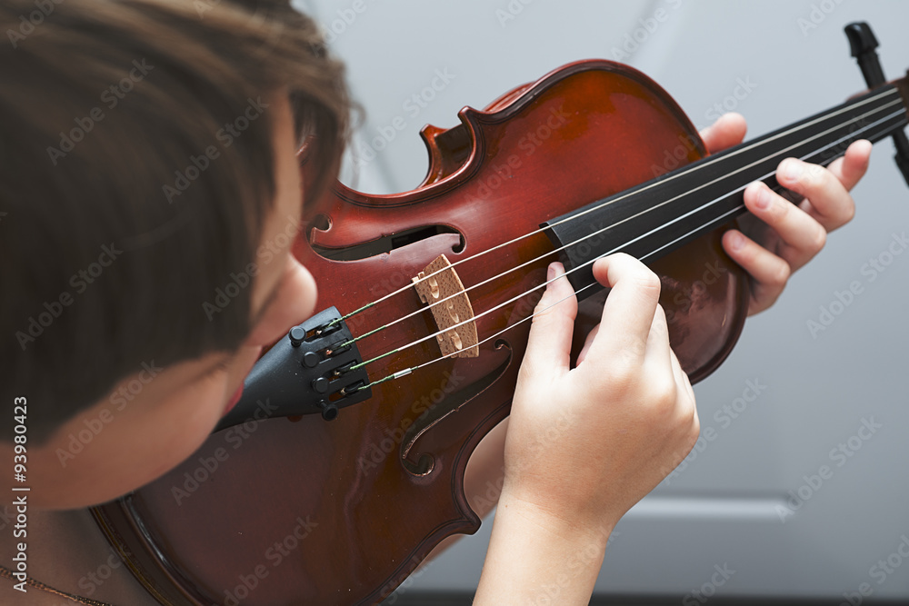 Fototapeta premium Fiddlestick on the strings of a violin Pizzicato
