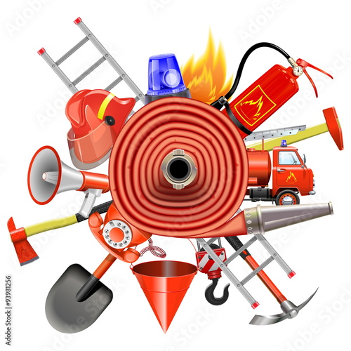 Vector Fire Prevention Concept with Firehose