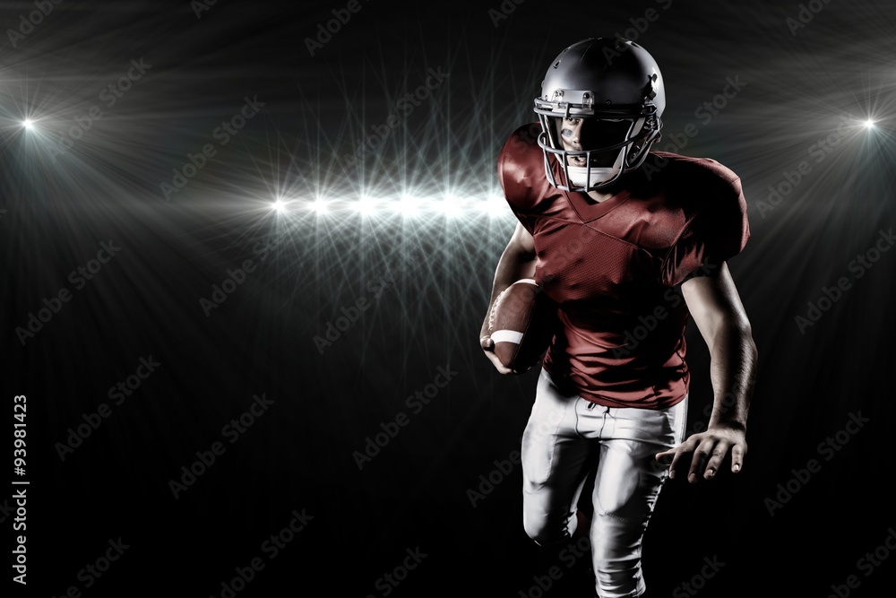 Composite image of sportsman playing american football