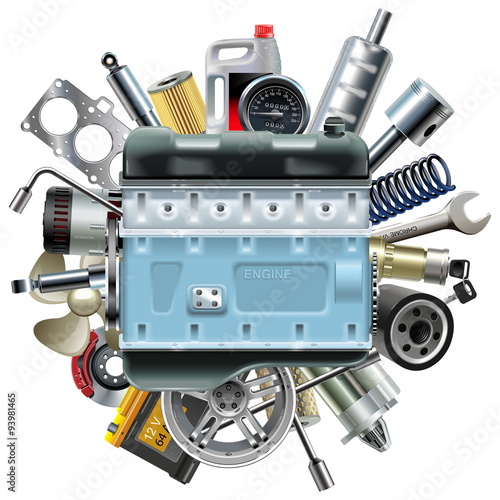 Vector Motor Engine with Car Spares