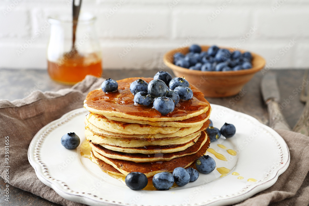 hot pancakes in stack with berries hot pancakes in stack with berries
