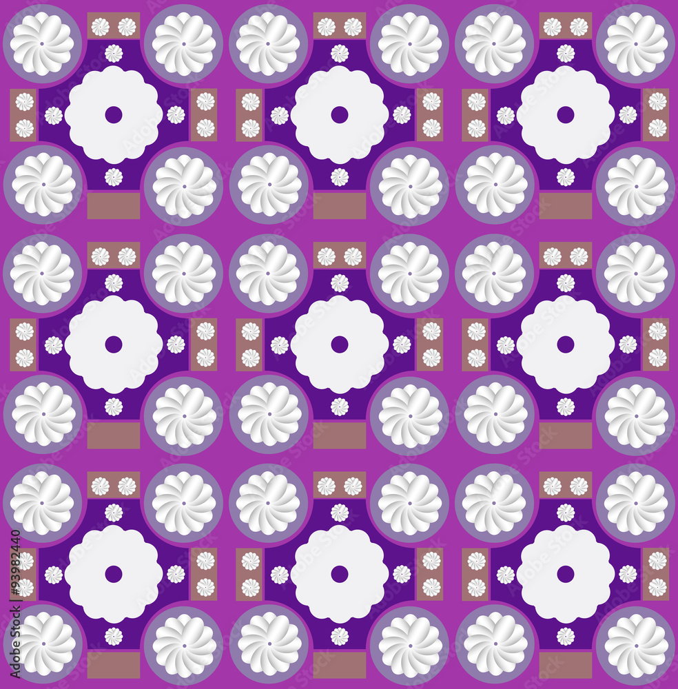 Purple floral pattern.