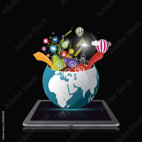 Vector world globe, 3d creative map of the earth. Modern elements. World Map