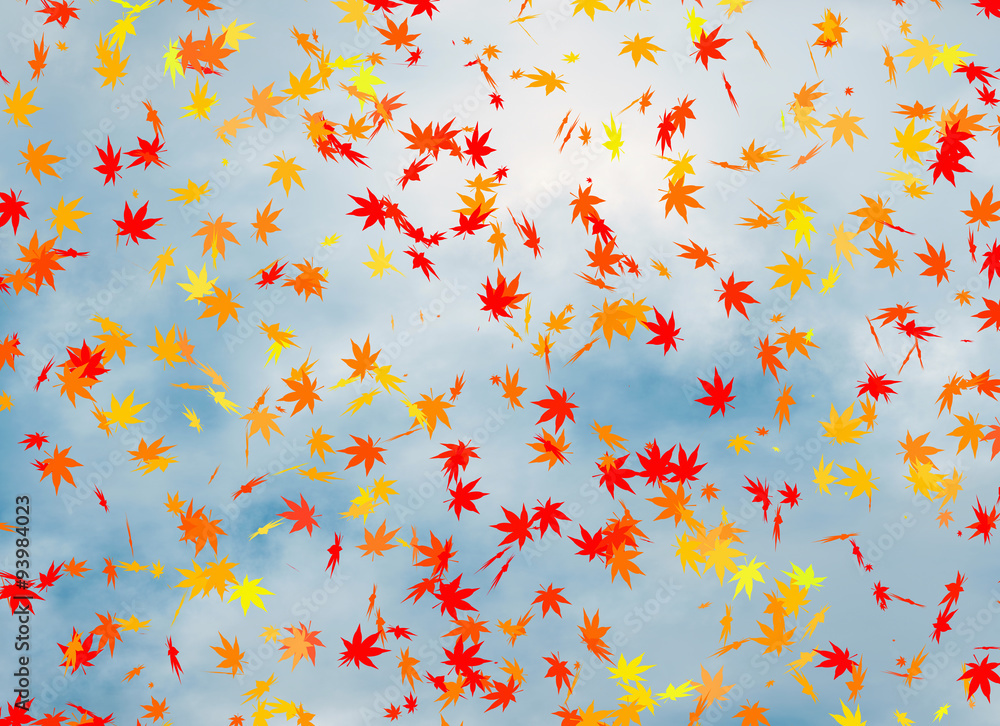 fall of the leaves on blue cloudiness sky background fall of the leaves on blue cloudiness sky background