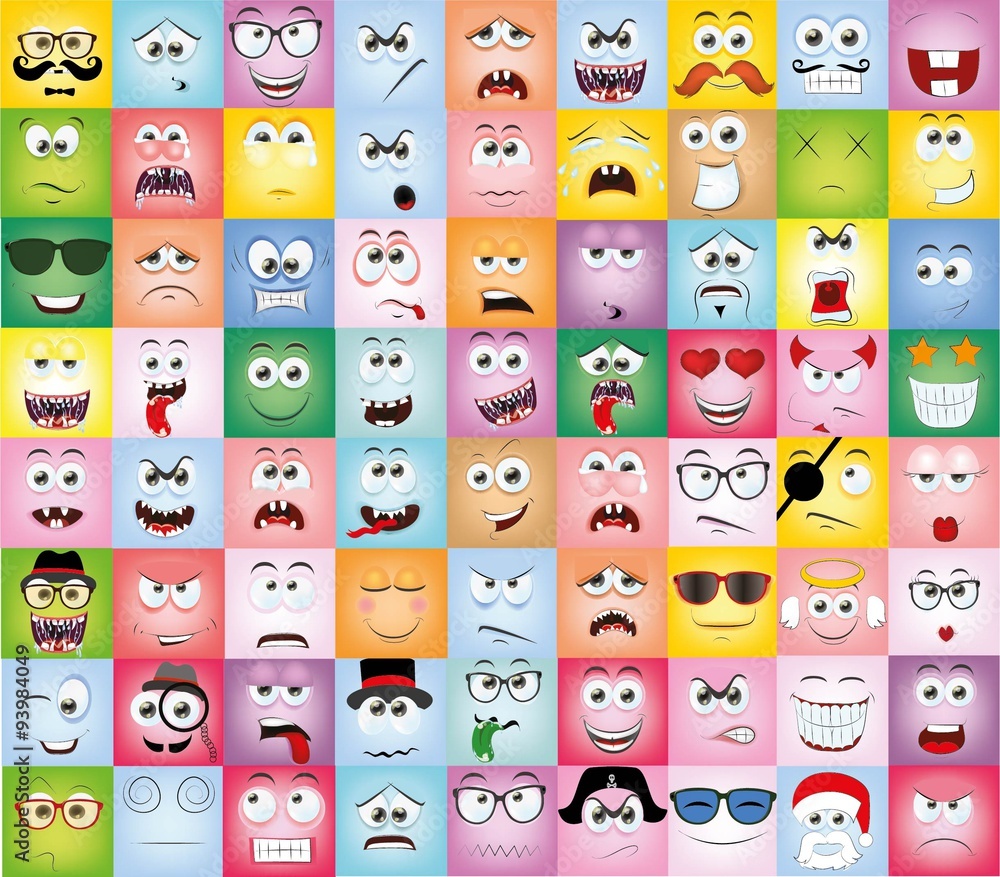 Set of cartoon faces with different emotions Set of cartoon faces with different emotions