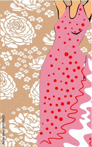 background with polka-dot dress