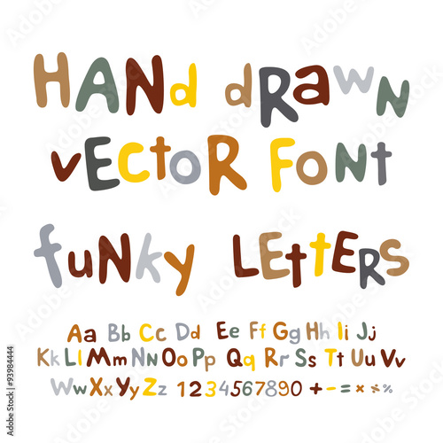 Hand-drawn vector alphabet. funky letters font