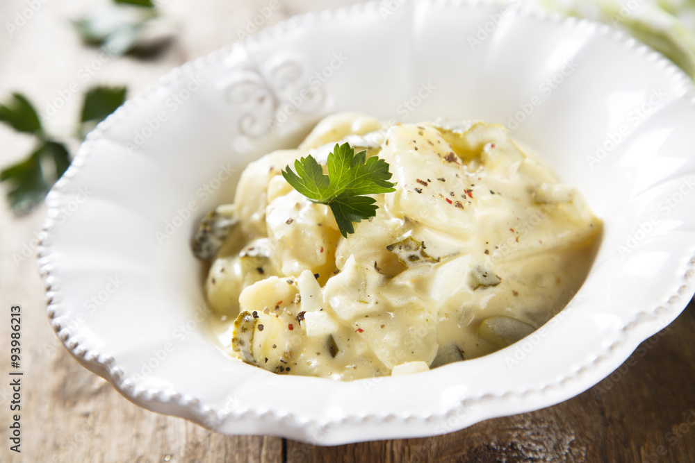 Potato salad with eggs and gherkins Potato salad with eggs and gherkins